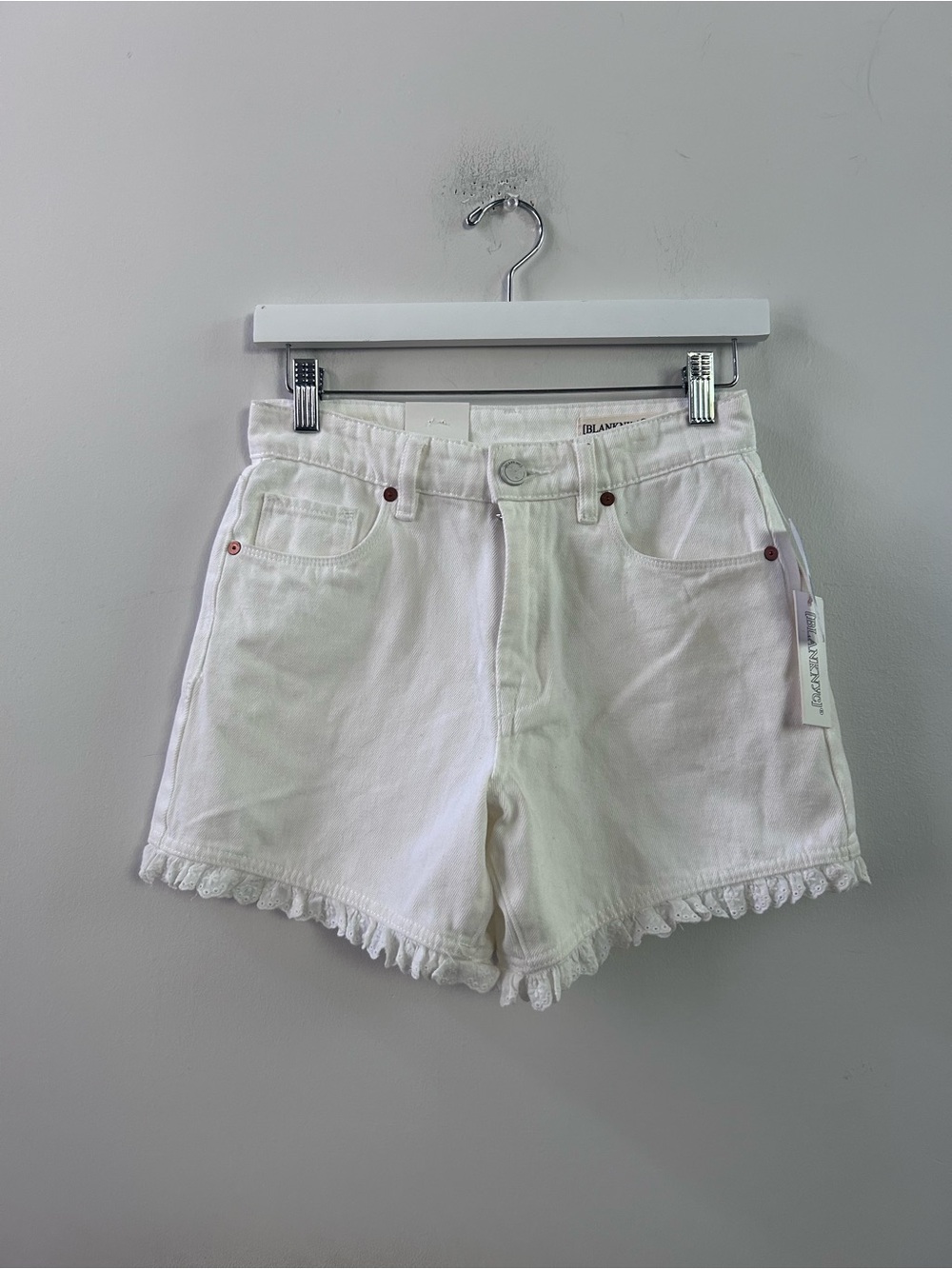 Blank NYC white eyelet trim denim shorts 25 new with tags